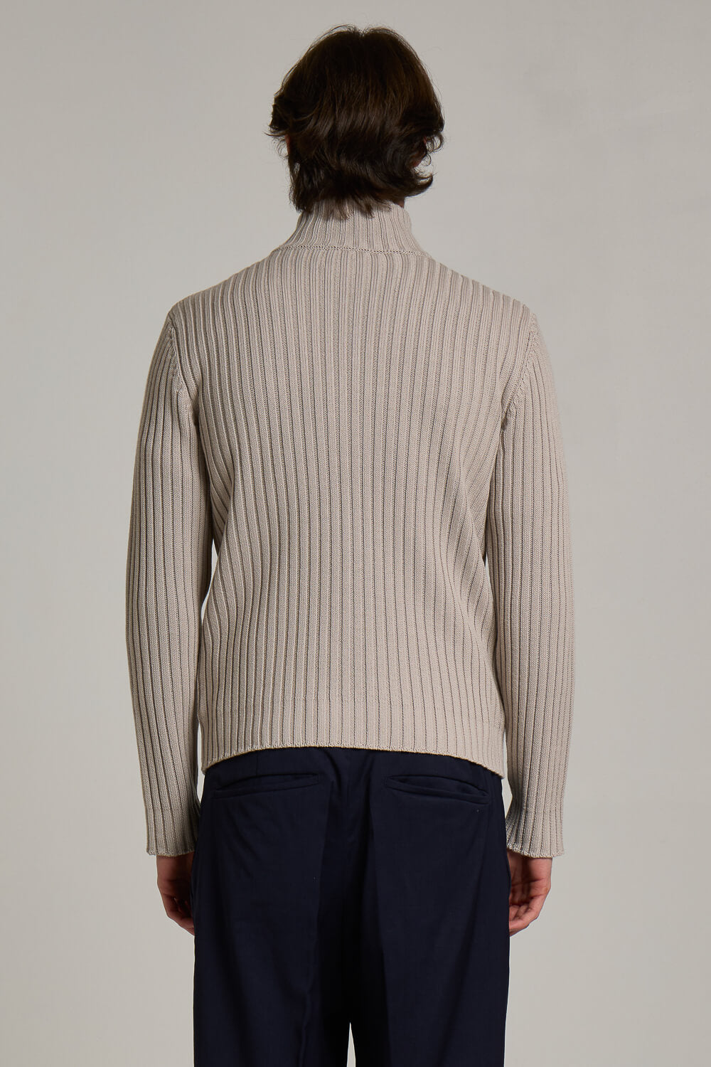 Zip-Up Suede Lana Merino Wool Bomber Jacket Light Grey