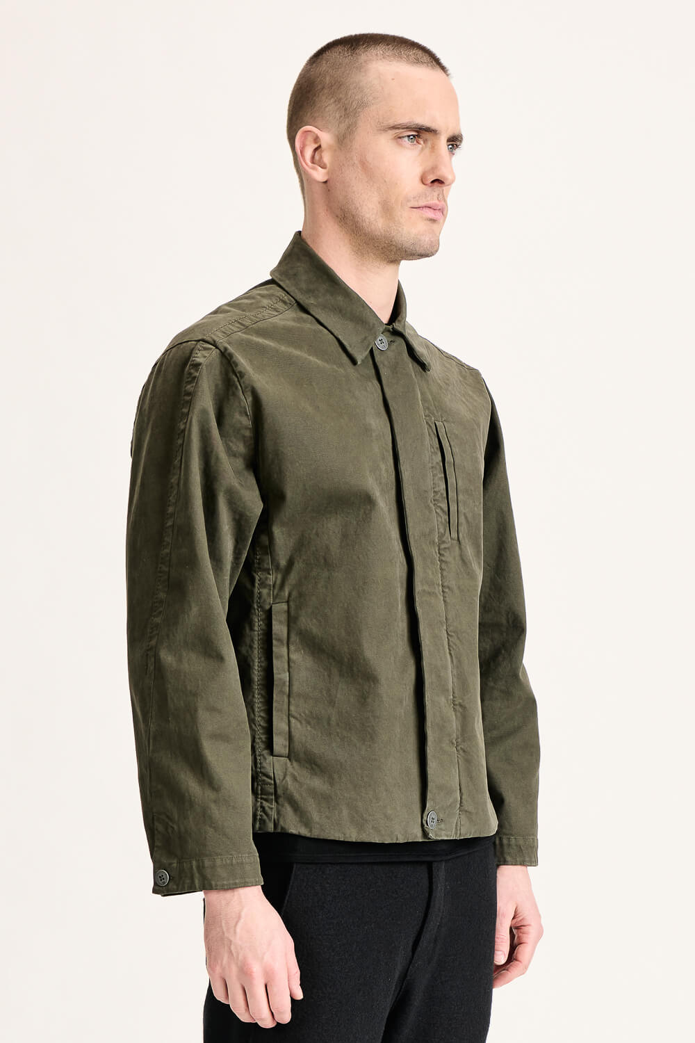 Zip-Up Tencel/Modal Jacket Khaki Green