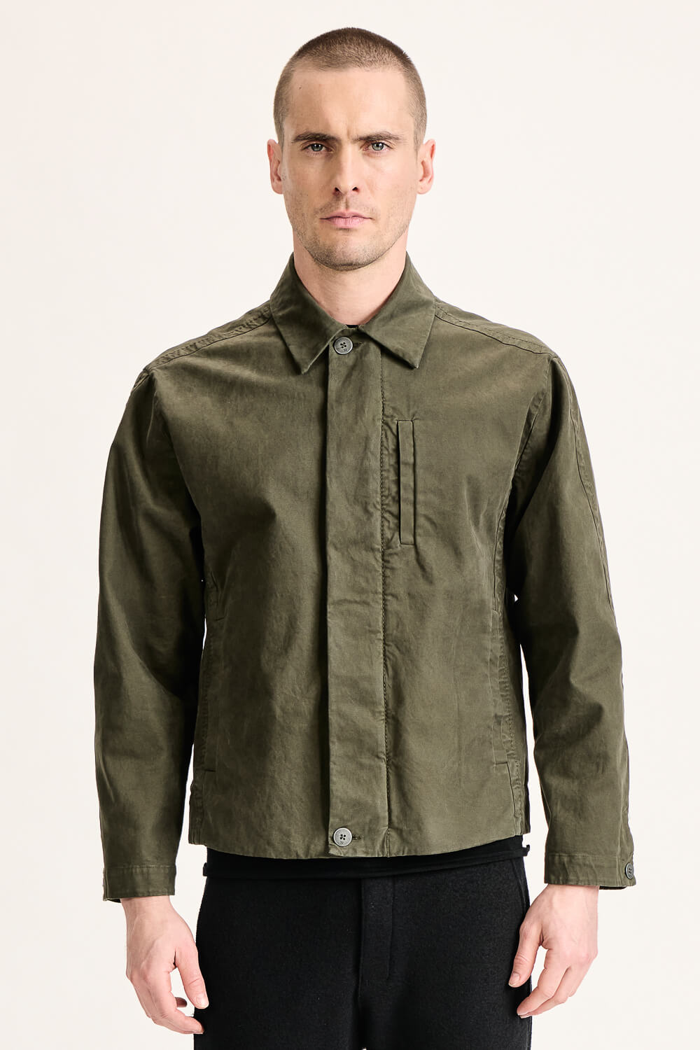 Zip-Up Tencel/Modal Jacket Khaki Green