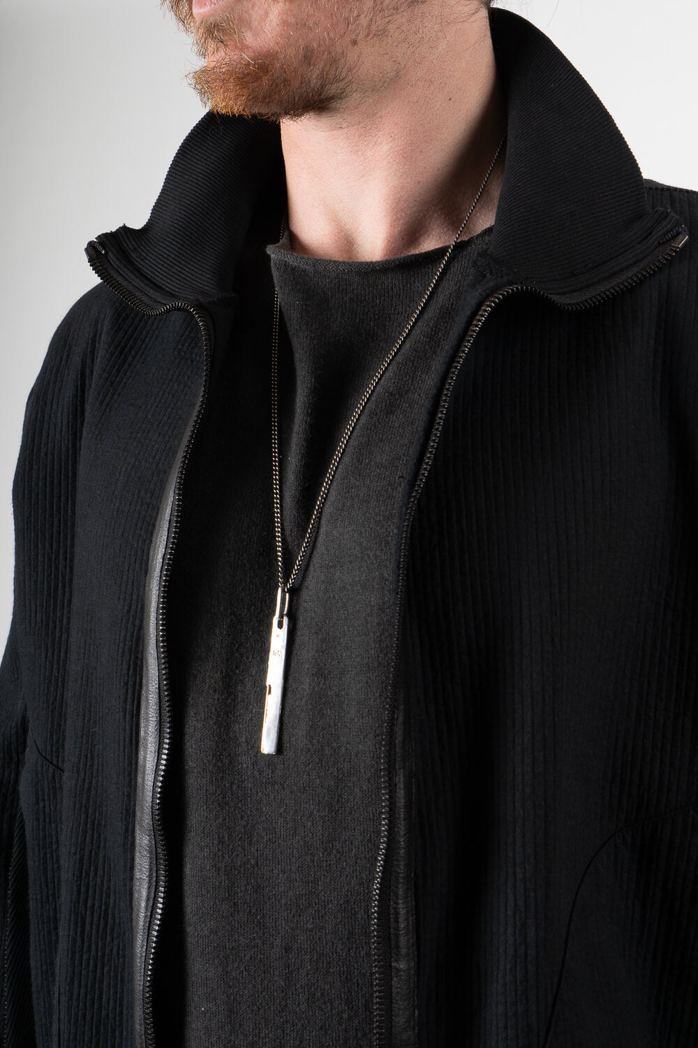 Zipper High Neck Jacket Black