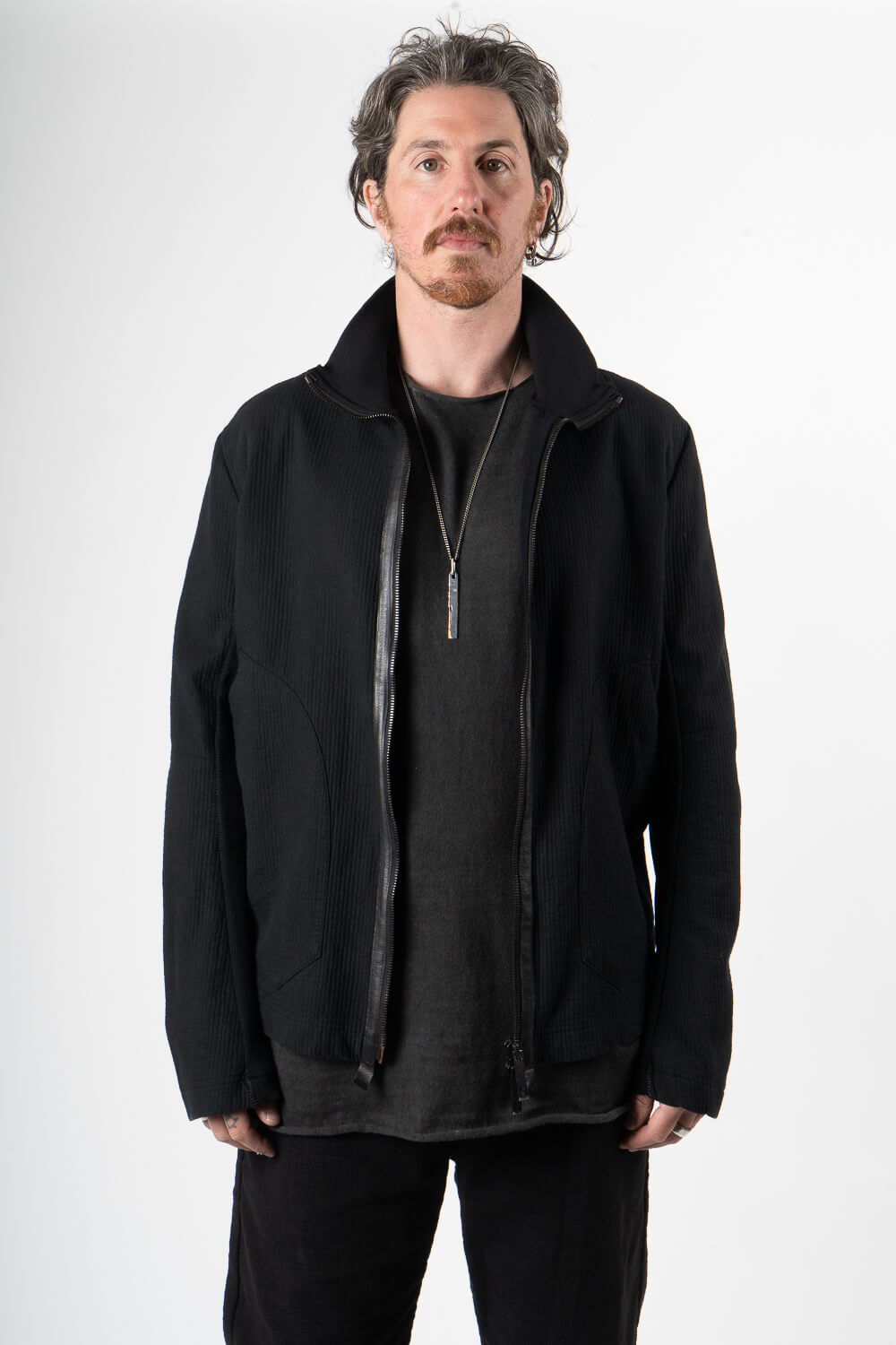 Zipper High Neck Jacket Black