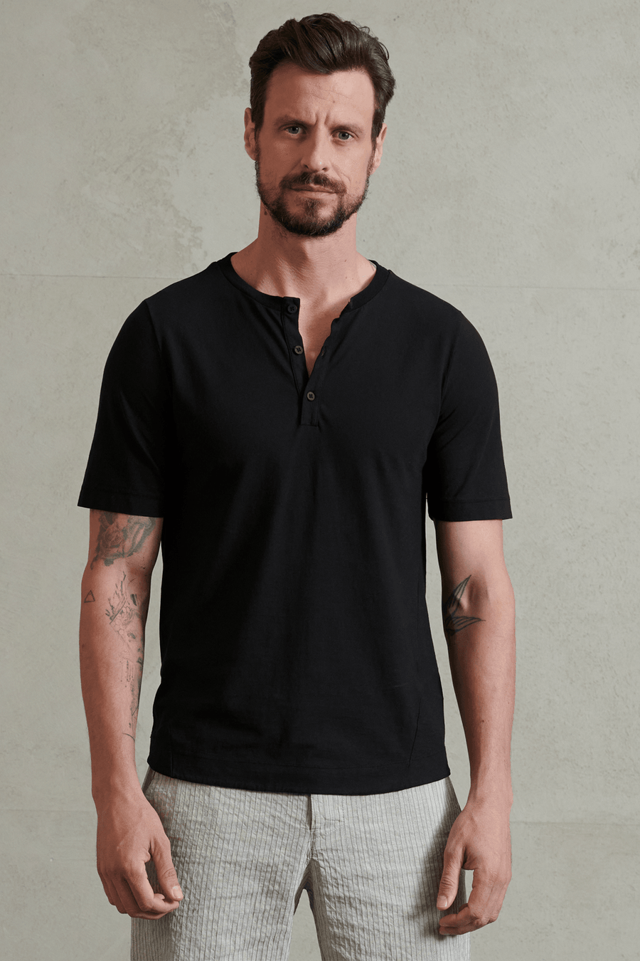 Buy the Transit Button Up Cotton T-Shirt in Black at Intro. Spend £50 for free UK delivery. Official stockists. We ship worldwide.